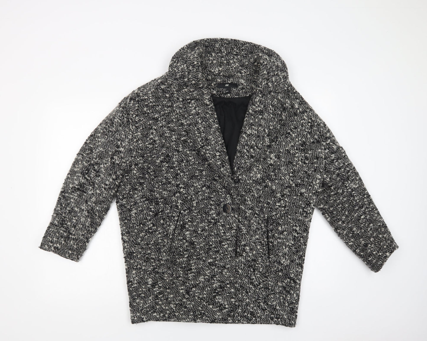 Womens UK Size 10 H&M Grey Overcoat