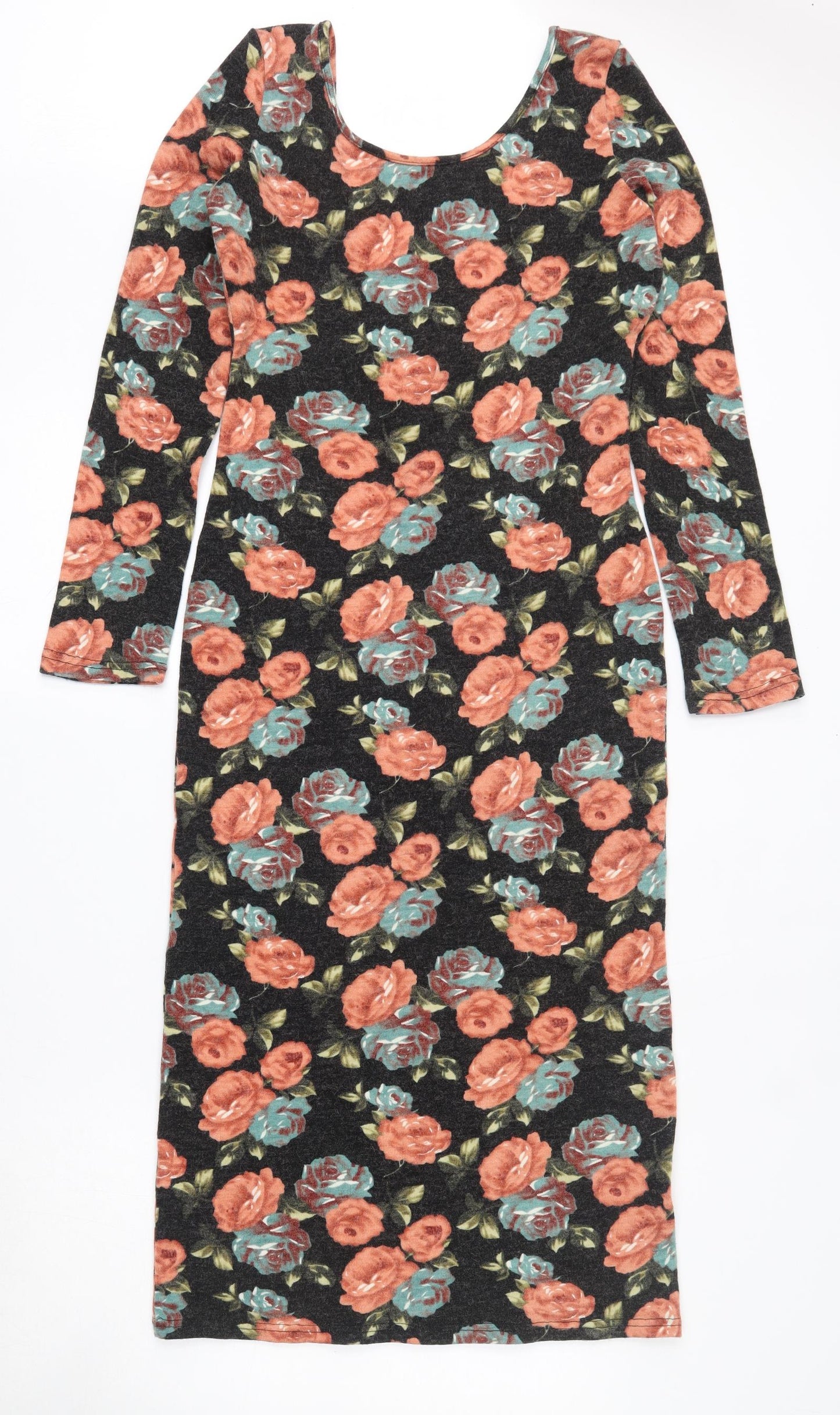 Paprika Womens Grey Floral Acrylic Bodycon  Size 12  Scoop Neck