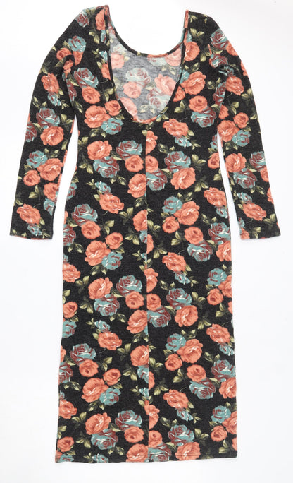 Paprika Womens Grey Floral Acrylic Bodycon  Size 12  Scoop Neck