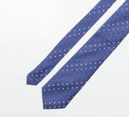 Marks and Spencer Mens Blue Polka Dot Silk Pointed Tie One Size