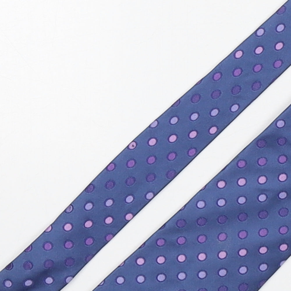 Marks and Spencer Mens Blue Polka Dot Silk Pointed Tie One Size