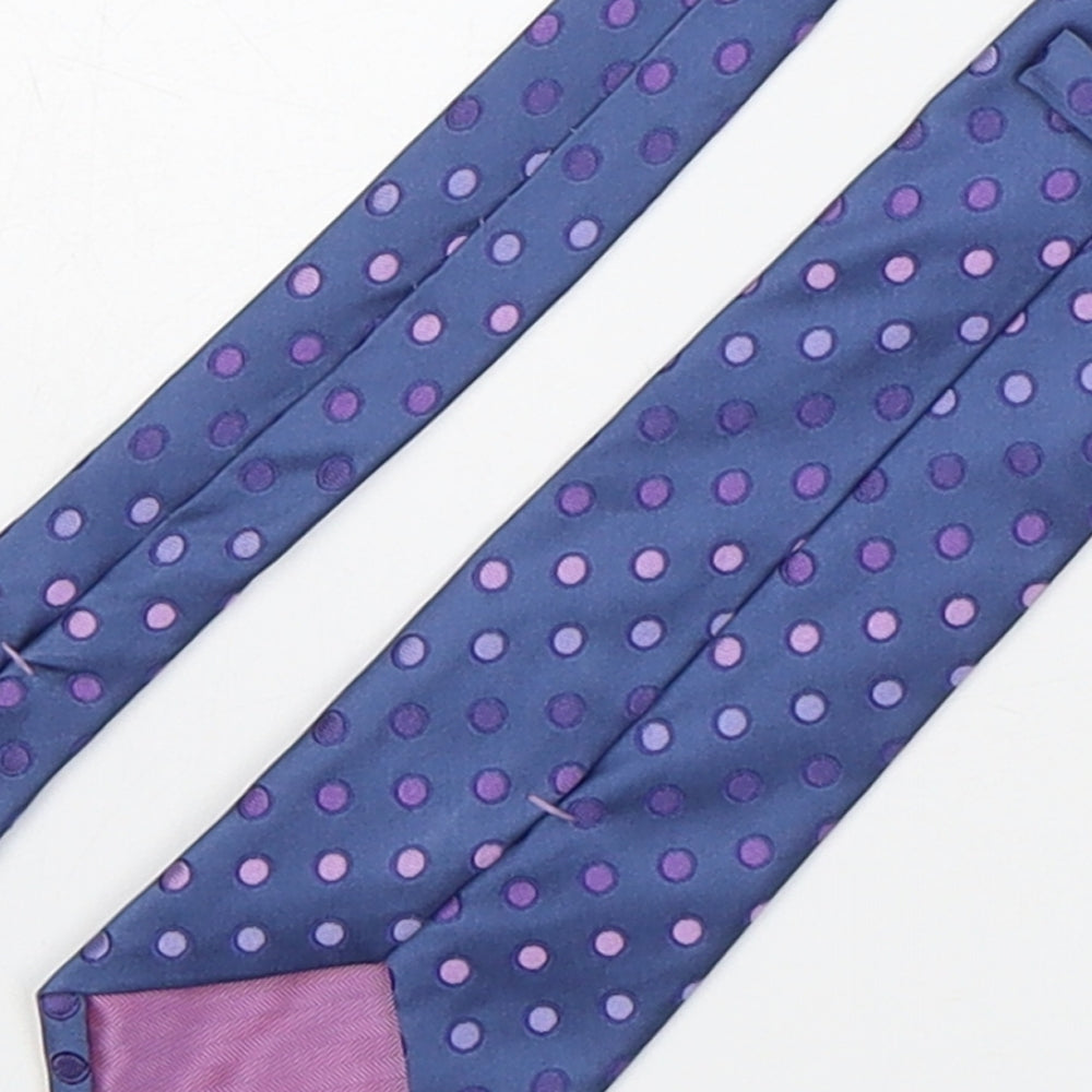 Marks and Spencer Mens Blue Polka Dot Silk Pointed Tie One Size