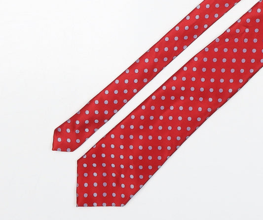 Marks and Spencer Mens Red Polka Dot Polyester Pointed Tie One Size