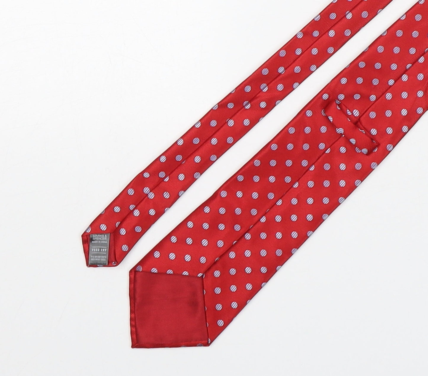 Marks and Spencer Mens Red Polka Dot Polyester Pointed Tie One Size