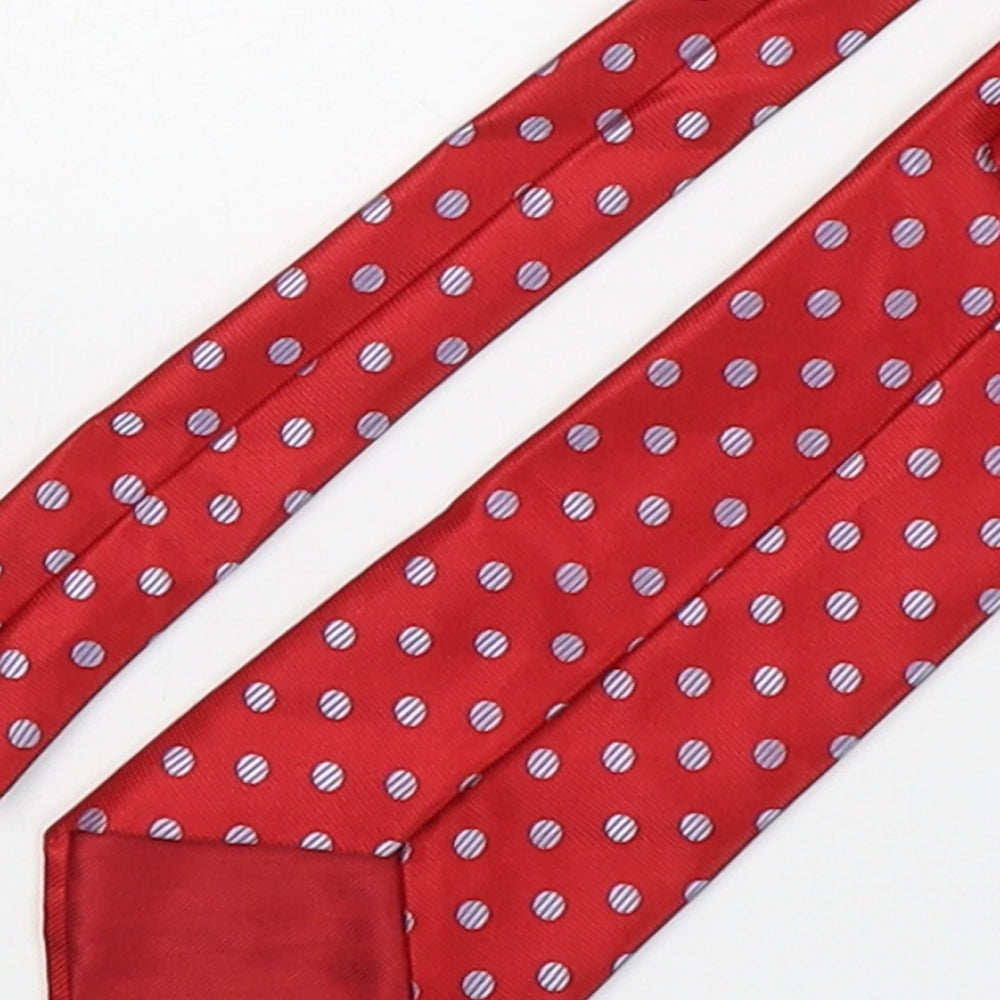 Marks and Spencer Mens Red Polka Dot Polyester Pointed Tie One Size