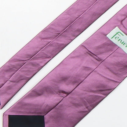 Brand and care label for Fenwick men’s purple silk pointed tie one size