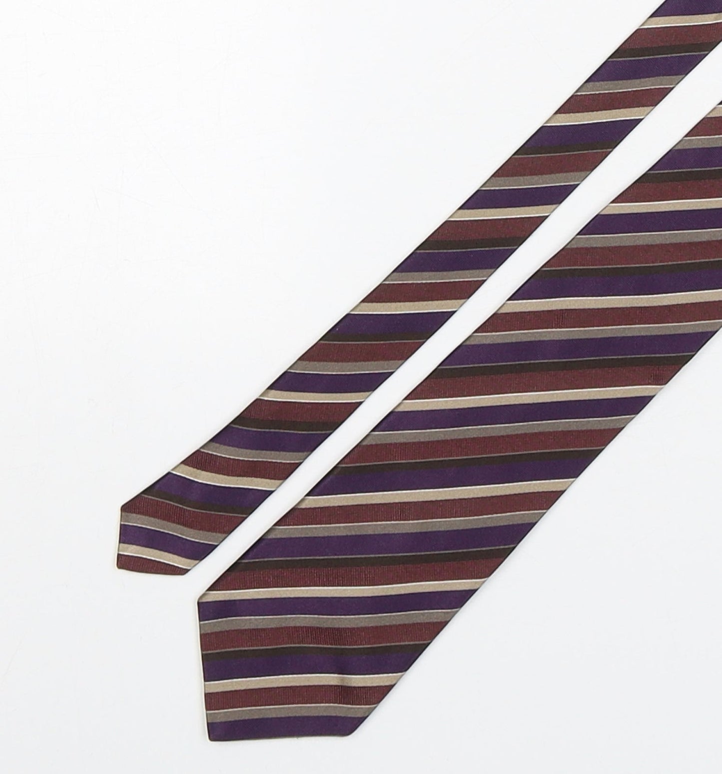 Marks and Spencer Mens Multicoloured Striped Silk Pointed Tie One Size