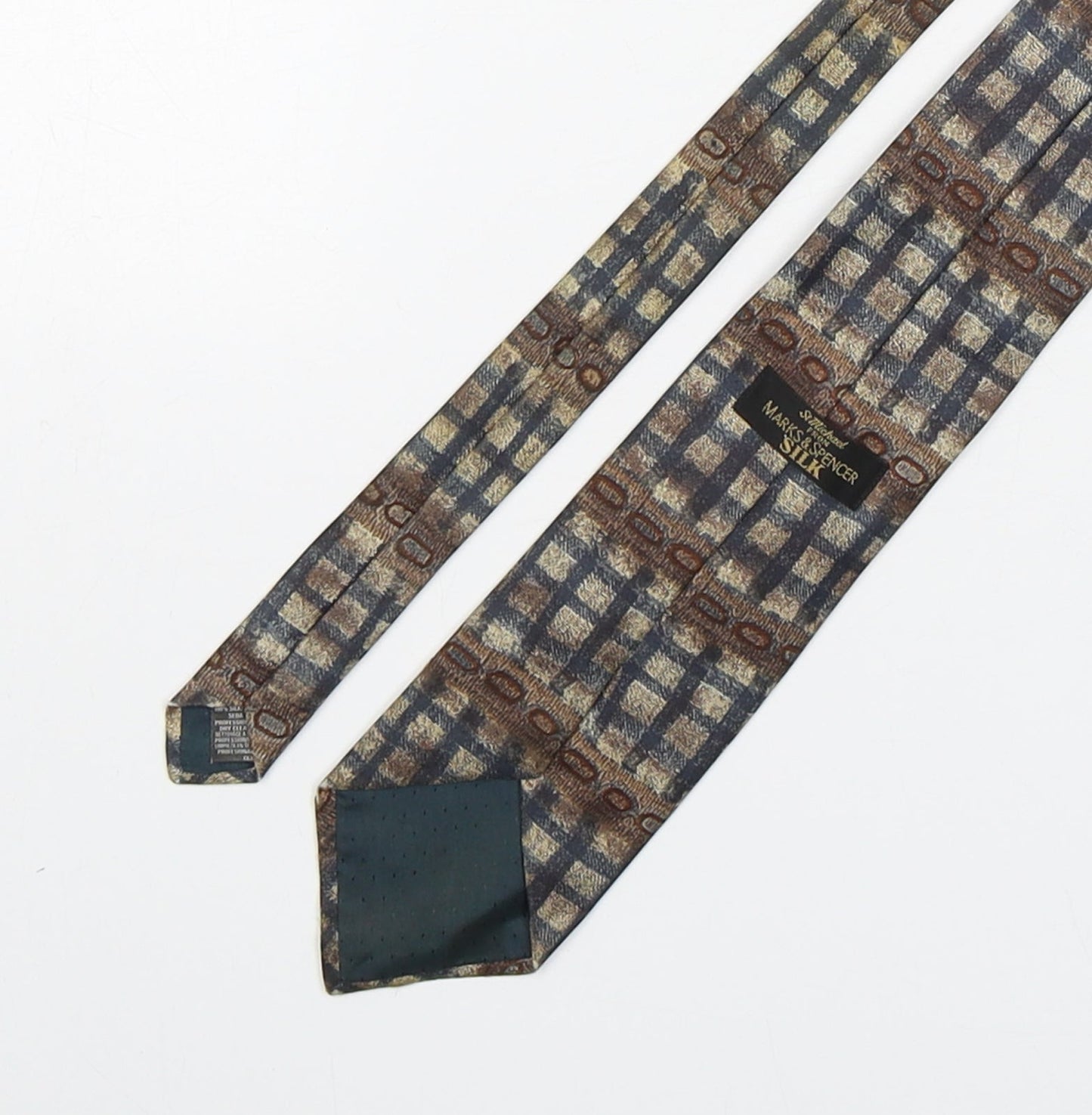 Marks and Spencer Mens Multicoloured Geometric Silk Pointed Tie One Size