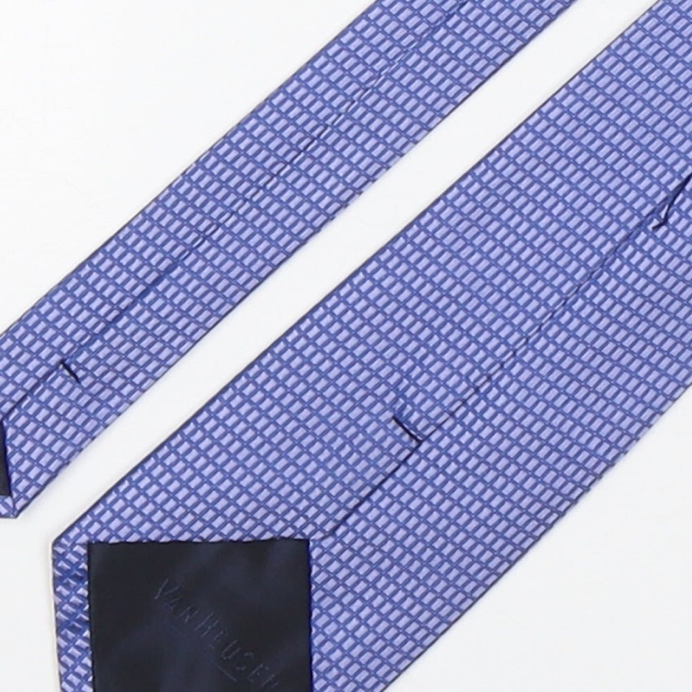 Van Hausen Mens Blue Plaids & Checks Silk Pointed Tie One Size