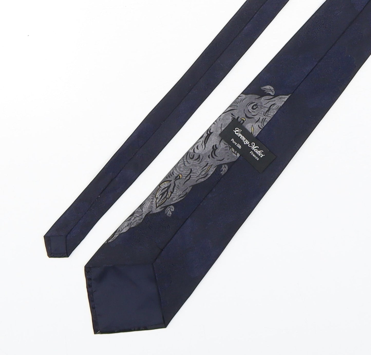 Lorenzo Medici Mens Blue Floral Silk Pointed Tie One Size