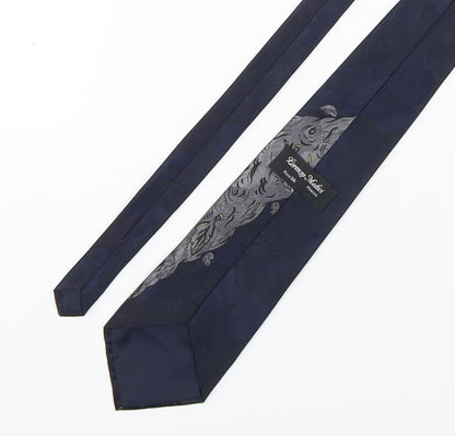 Lorenzo Medici Mens Blue Floral Silk Pointed Tie One Size