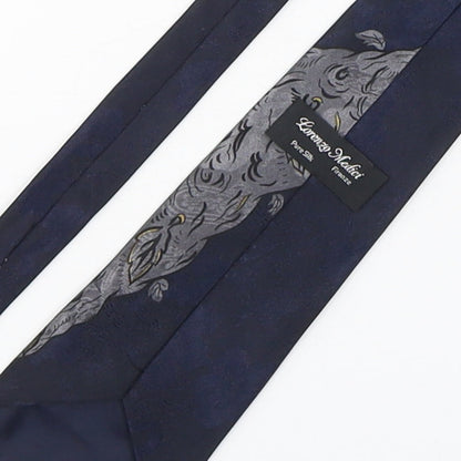 Lorenzo Medici Mens Blue Floral Silk Pointed Tie One Size