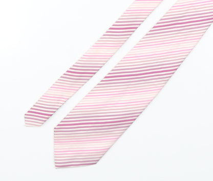Racing Green Mens Pink Striped Silk Pointed Tie One Size