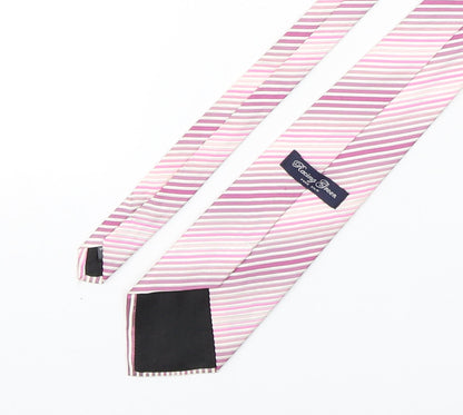 Racing Green Mens Pink Striped Silk Pointed Tie One Size