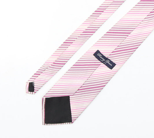 Racing Green Mens Pink Striped Silk Pointed Tie One Size