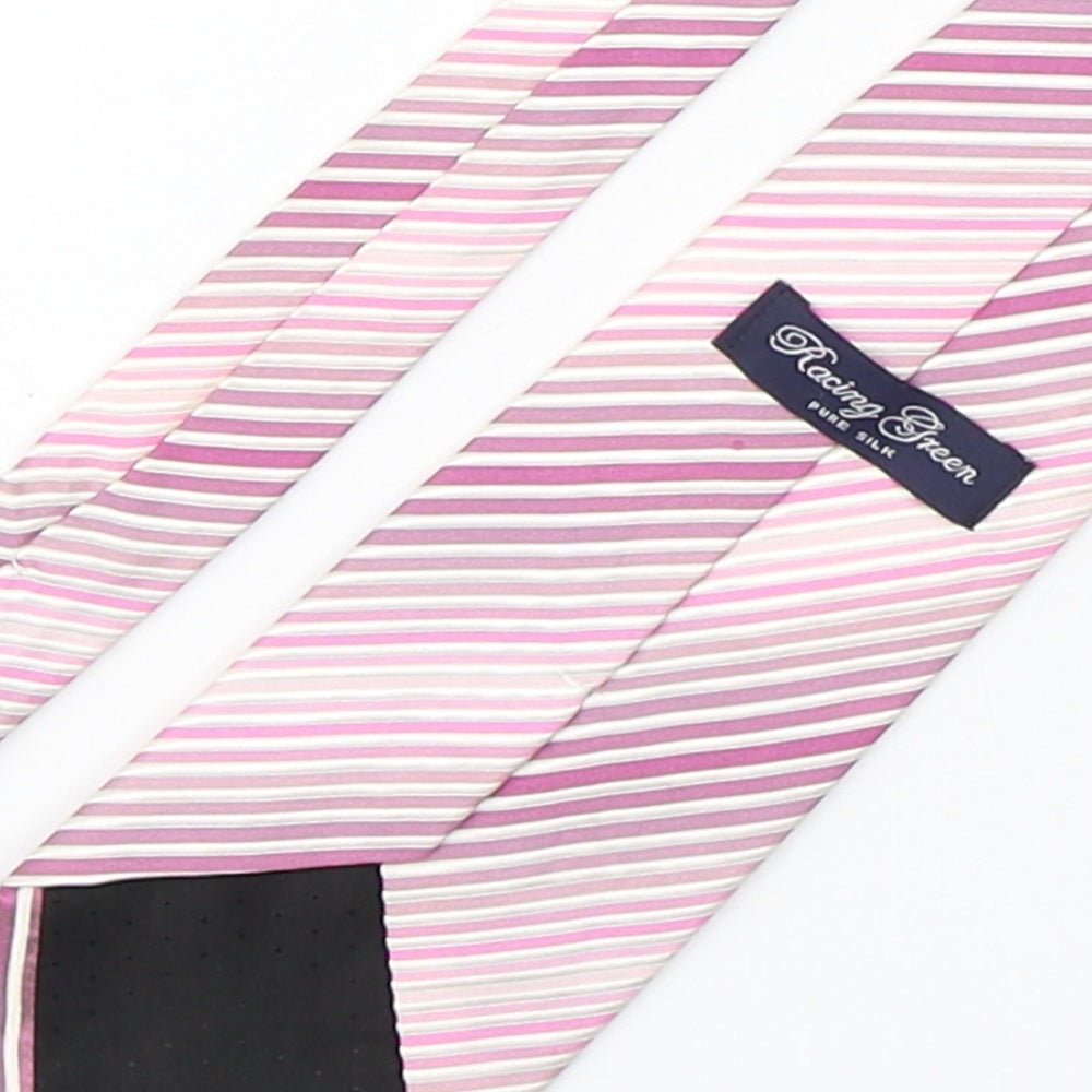 Racing Green Mens Pink Striped Silk Pointed Tie One Size