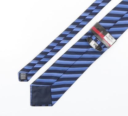 Marks and Spencer Mens Blue Striped Polyester Pointed Tie One Size