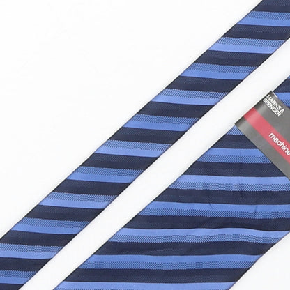 Marks and Spencer Mens Blue Striped Polyester Pointed Tie One Size
