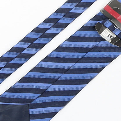 Marks and Spencer Mens Blue Striped Polyester Pointed Tie One Size