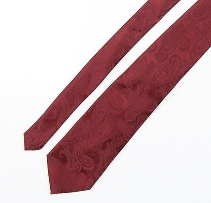 Q Brand  Mens Red Paisley Microfibre Pointed Tie One Size