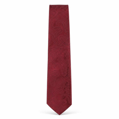 Front view of Q Brand men’s red paisley microfibre pointed tie one size