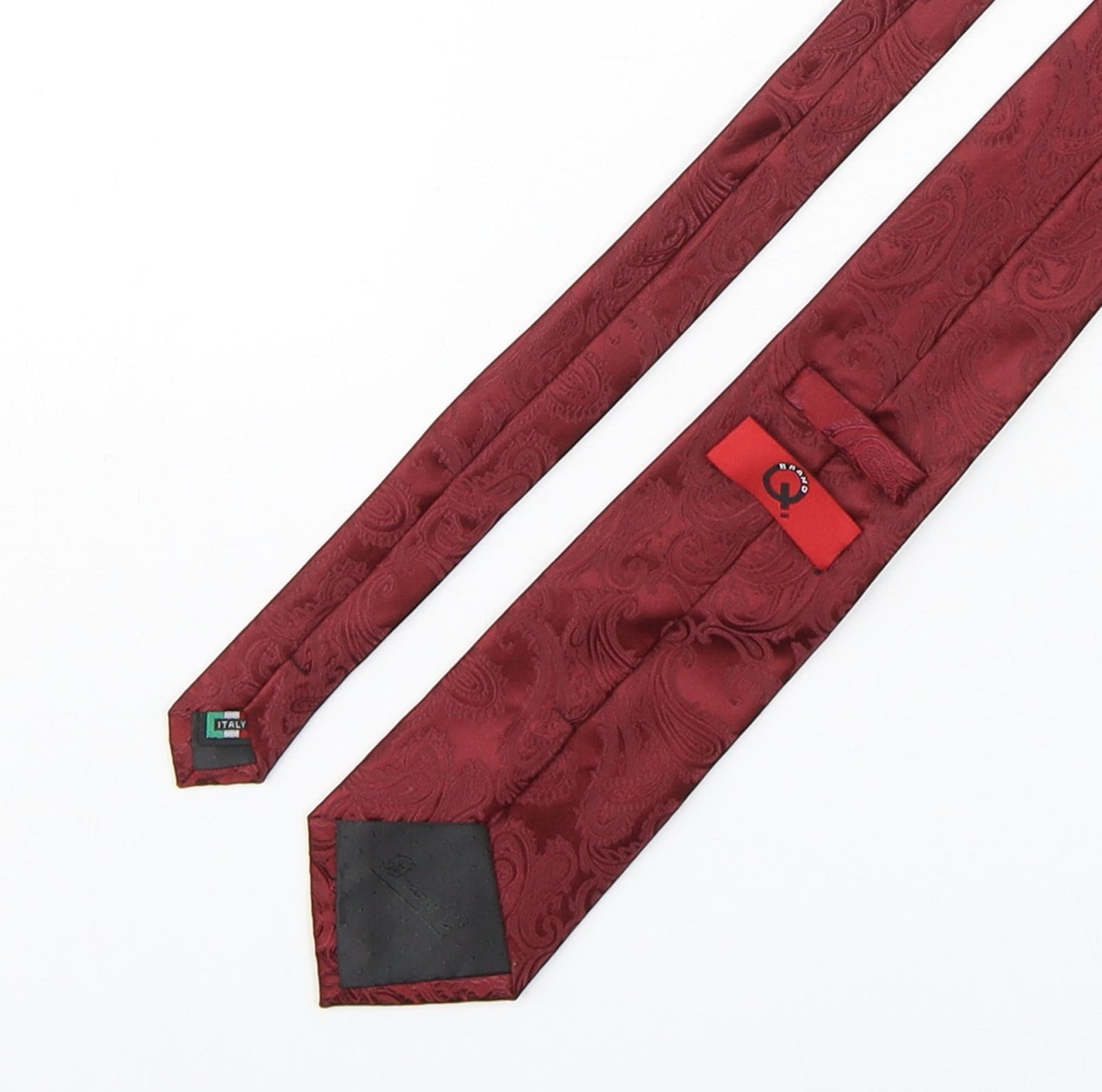 Q Brand  Mens Red Paisley Microfibre Pointed Tie One Size