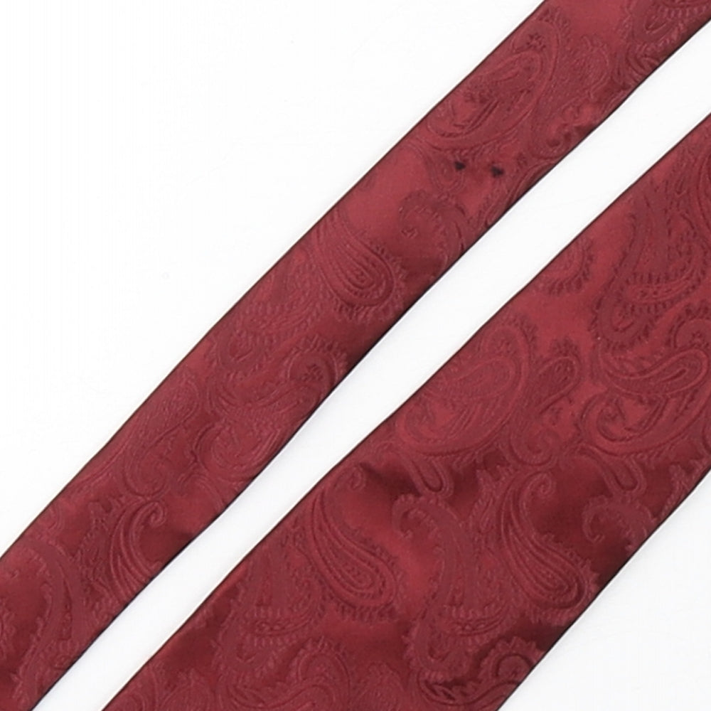 Q Brand  Mens Red Paisley Microfibre Pointed Tie One Size