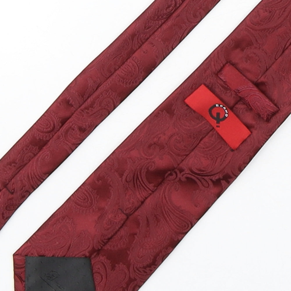 Q Brand  Mens Red Paisley Microfibre Pointed Tie One Size