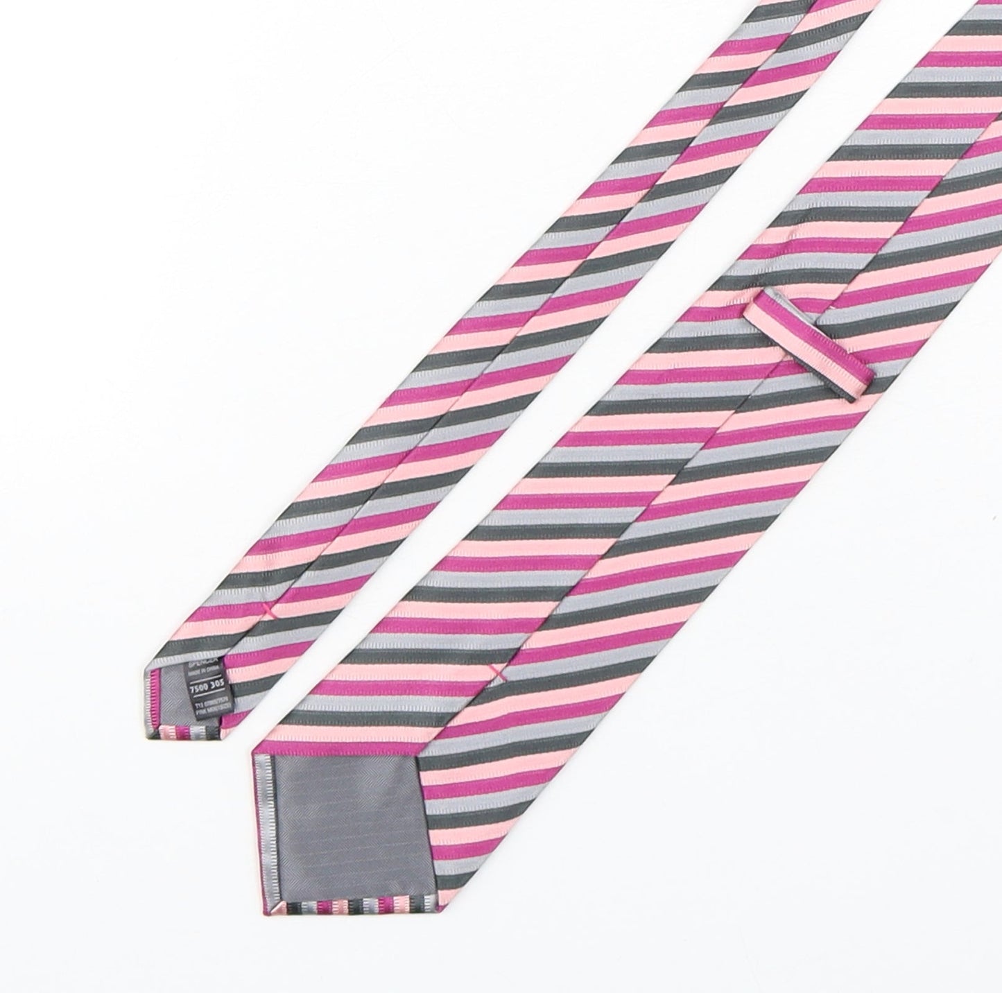 Marks and Spencer Mens Multicoloured Striped Silk Pointed Tie One Size