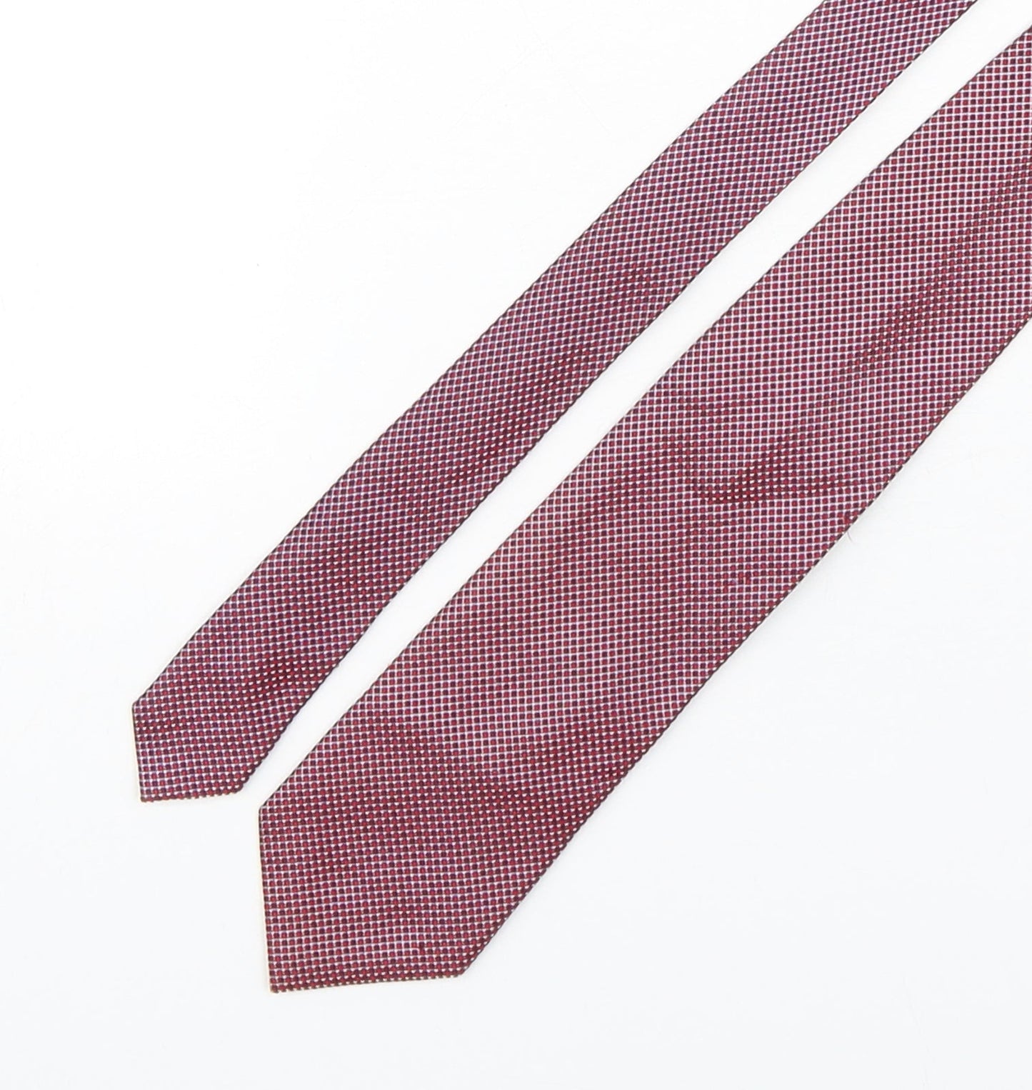 Simon Carter  Mens Red Plaids & Checks Silk Pointed Tie One Size