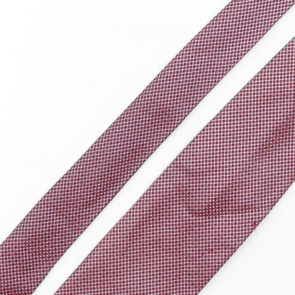 Simon Carter  Mens Red Plaids & Checks Silk Pointed Tie One Size