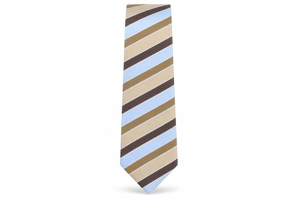 Front view of Macori men’s multicoloured striped silk pointed tie one size