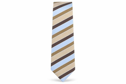 Front view of Macori men’s multicoloured striped silk pointed tie one size