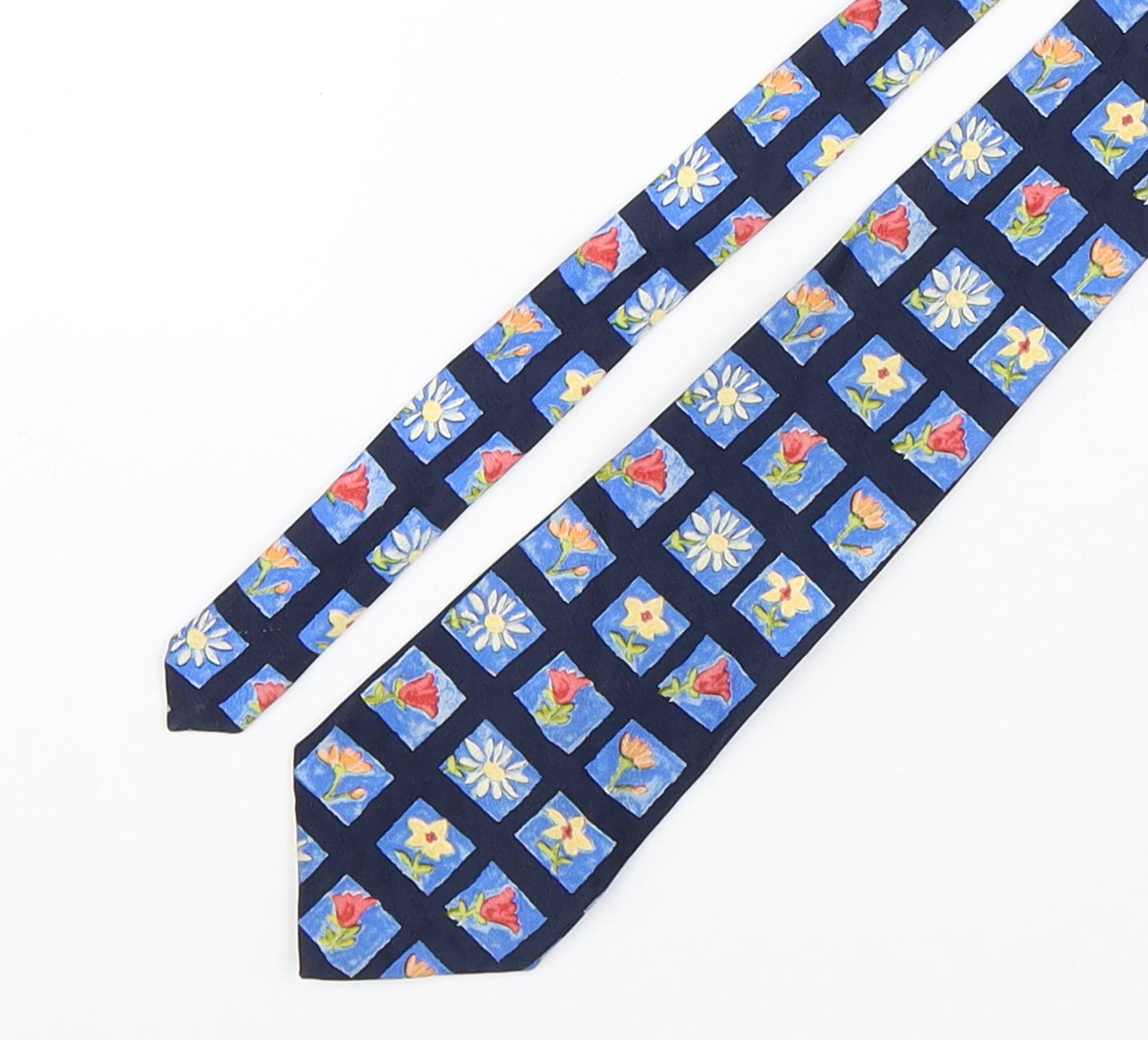 Savoy Taylors Guild Mens Blue Floral Silk Pointed Tie One Size