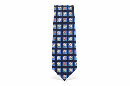 Front view of Savoy Taylors Guild men’s blue floral silk pointed tie one size