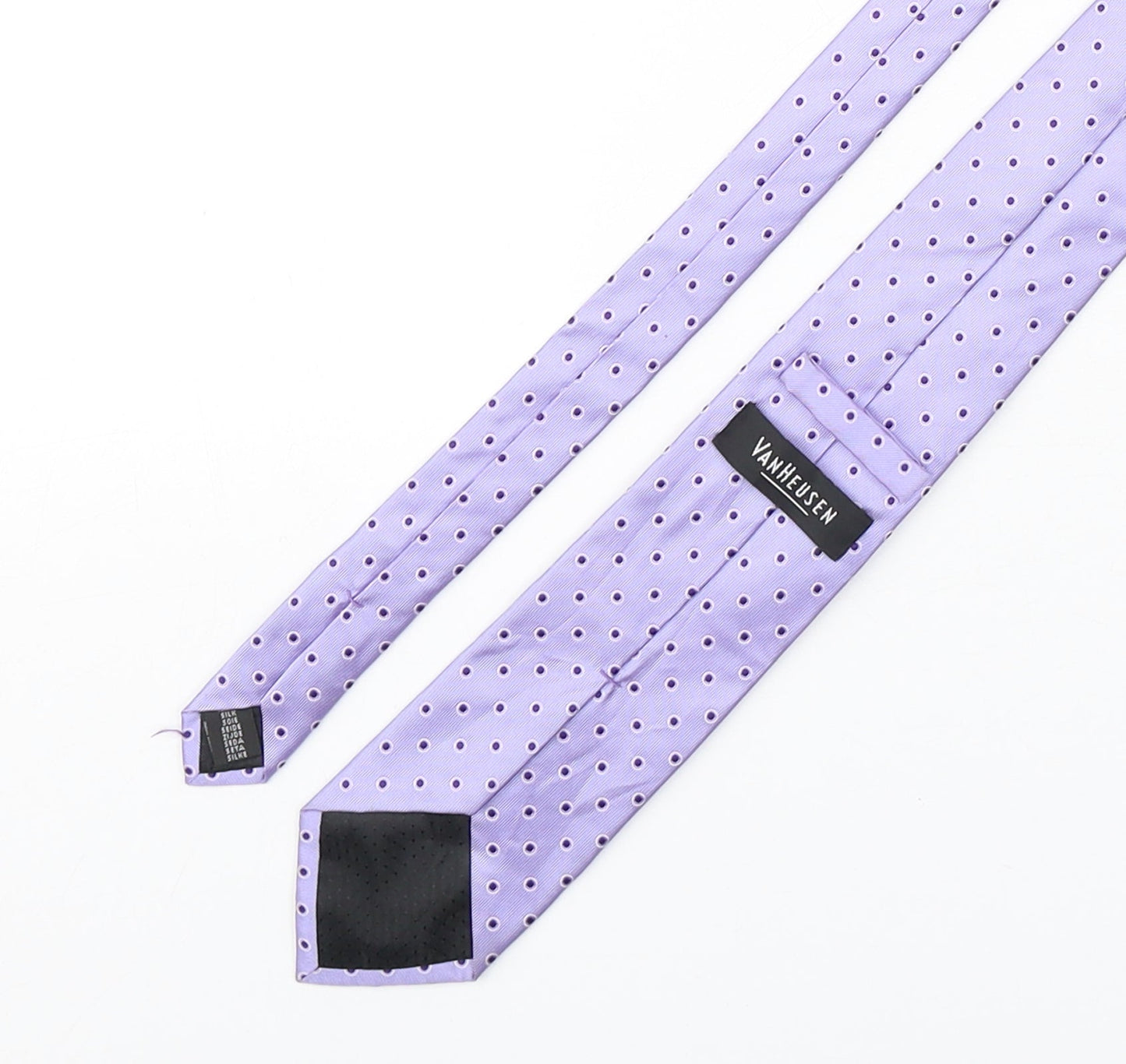 Van Hausen Mens Purple Polka Dot Silk Pointed Tie One Size