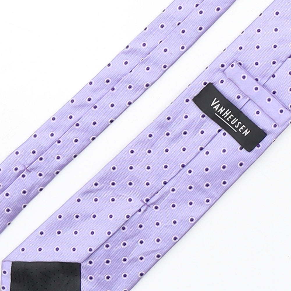 Van Hausen Mens Purple Polka Dot Silk Pointed Tie One Size