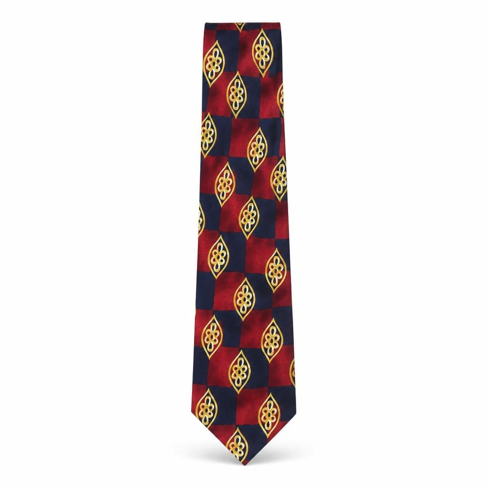 Front view of Marks & Spencer men’s multicoloured plaids & checks silk pointed tie one size