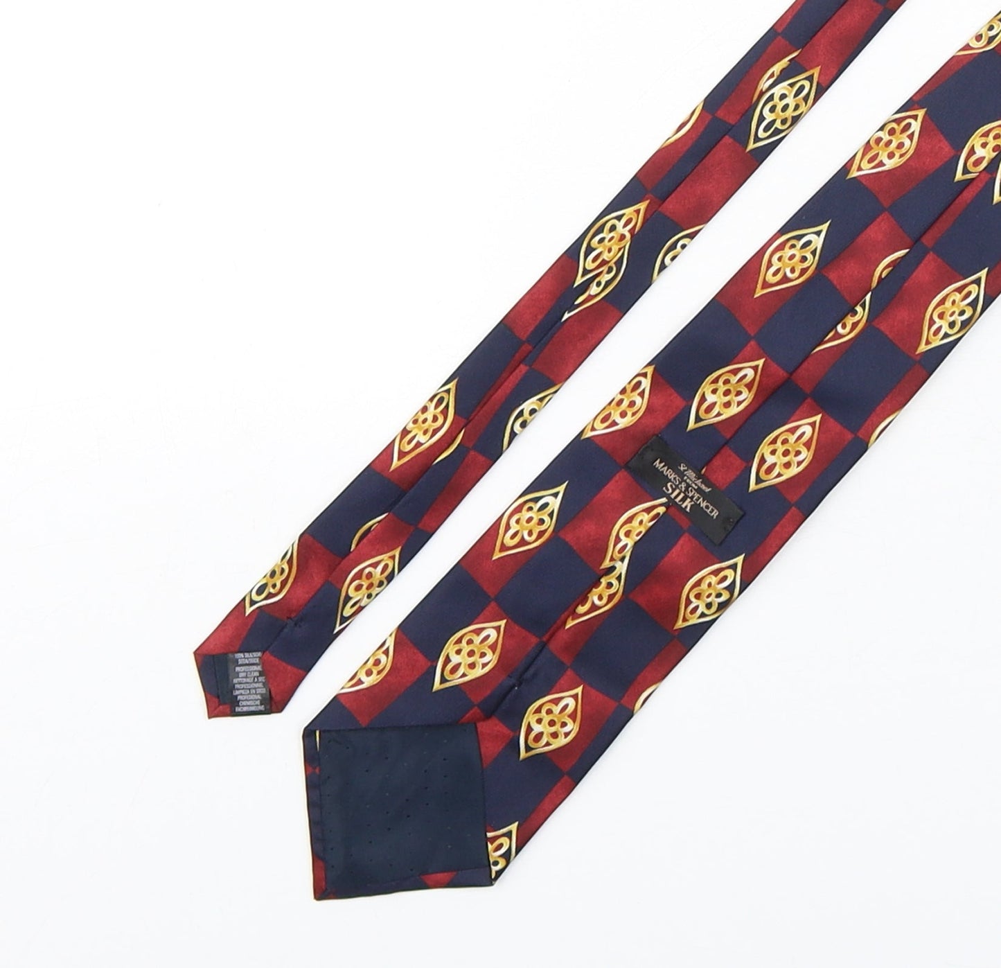 Marks and Spencer Mens Multicoloured Plaids & Checks Silk Pointed Tie One Size