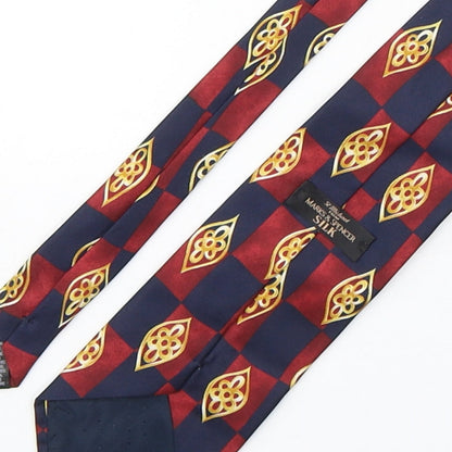 Marks and Spencer Mens Multicoloured Plaids & Checks Silk Pointed Tie One Size