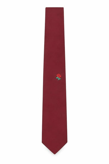 Front view of Bonmarché men’s red floral polyester pointed tie one size