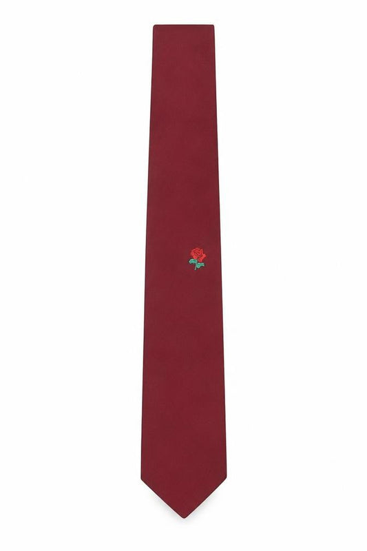 Front view of Bonmarché men’s red floral polyester pointed tie one size