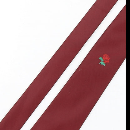 Close-up detail of Bonmarché men’s red floral polyester pointed tie one size
