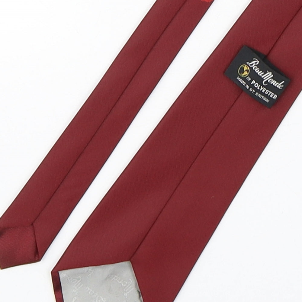 Brand and care label for Bonmarché men’s red floral polyester pointed tie one size