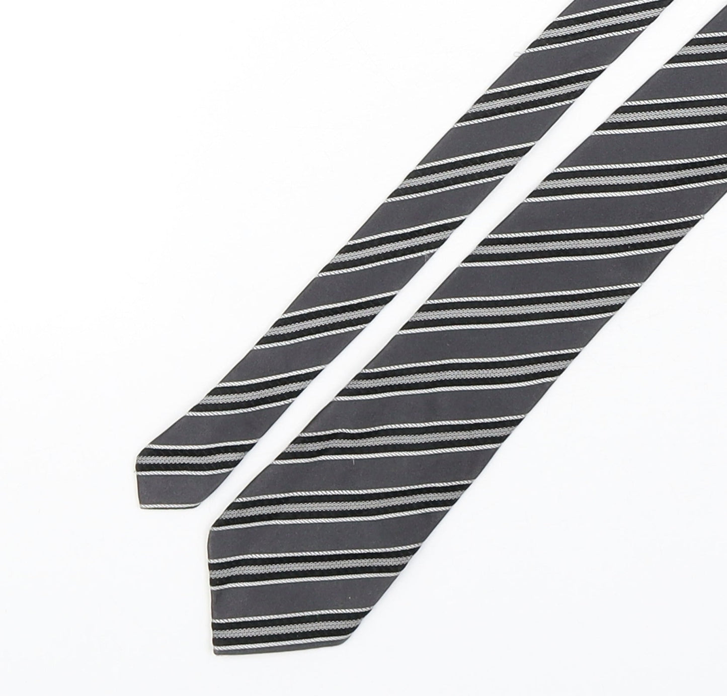 Preworn Mens Grey Striped Silk Pointed Tie One Size