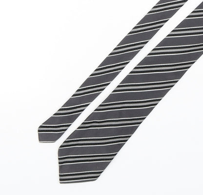 Preworn Mens Grey Striped Silk Pointed Tie One Size