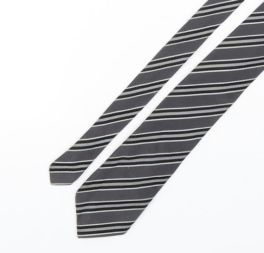 Preworn Mens Grey Striped Silk Pointed Tie One Size