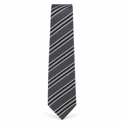 Mens Preworn Grey Striped  Pointed Tie
