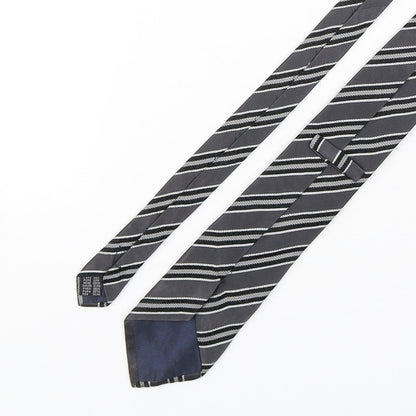 Preworn Mens Grey Striped Silk Pointed Tie One Size