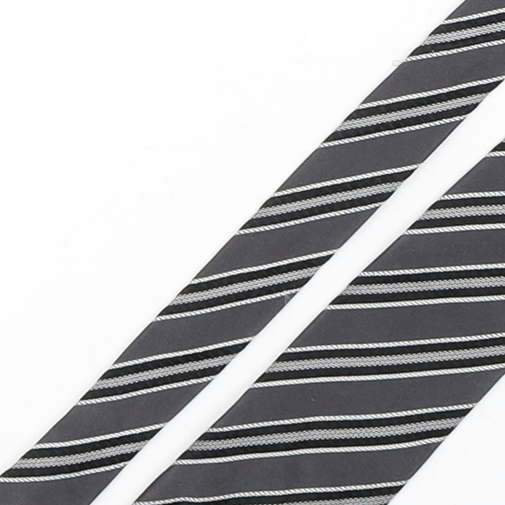 Preworn Mens Grey Striped Silk Pointed Tie One Size